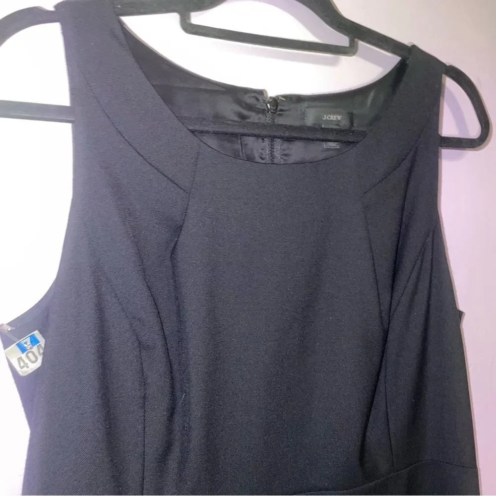 J Crew Size 10 Black Sheath Dress 100% Wool Sleeveless High Neck